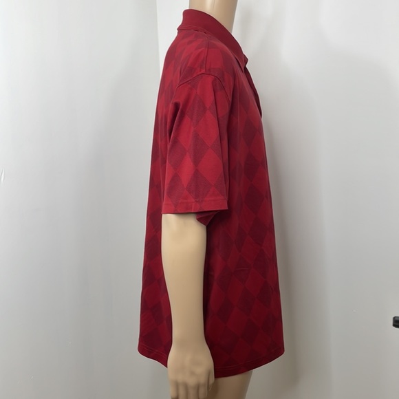 St. John’s Bay Men’s Polo Shirt Short Sleeves 2XL Maroon & Red Diamond Pattern - Picture 10 of 15